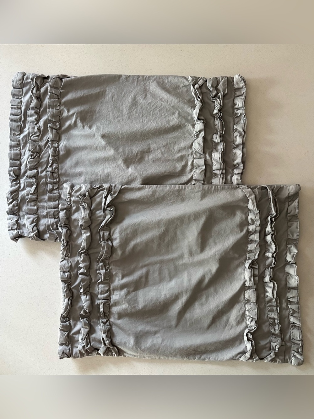 Beddy's Bed Standard Ruffled Gray Pillow Shams (2)